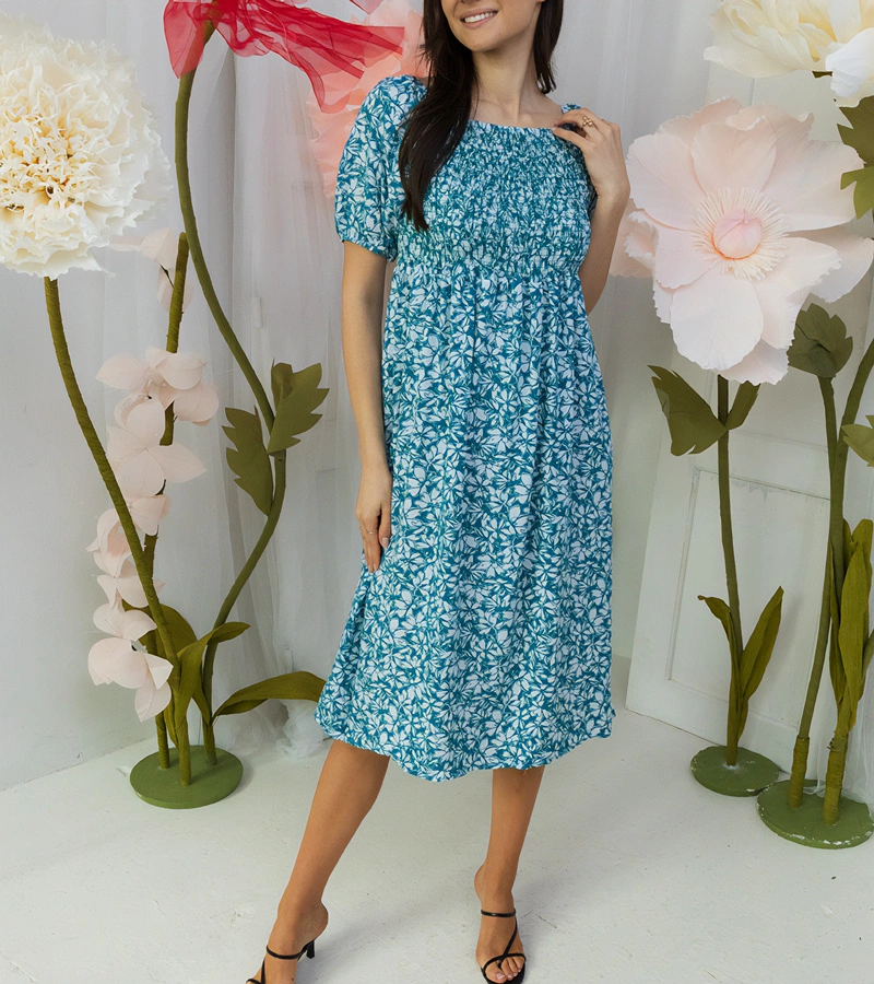 Tmavozelené šaty s kvetmi Edoardo