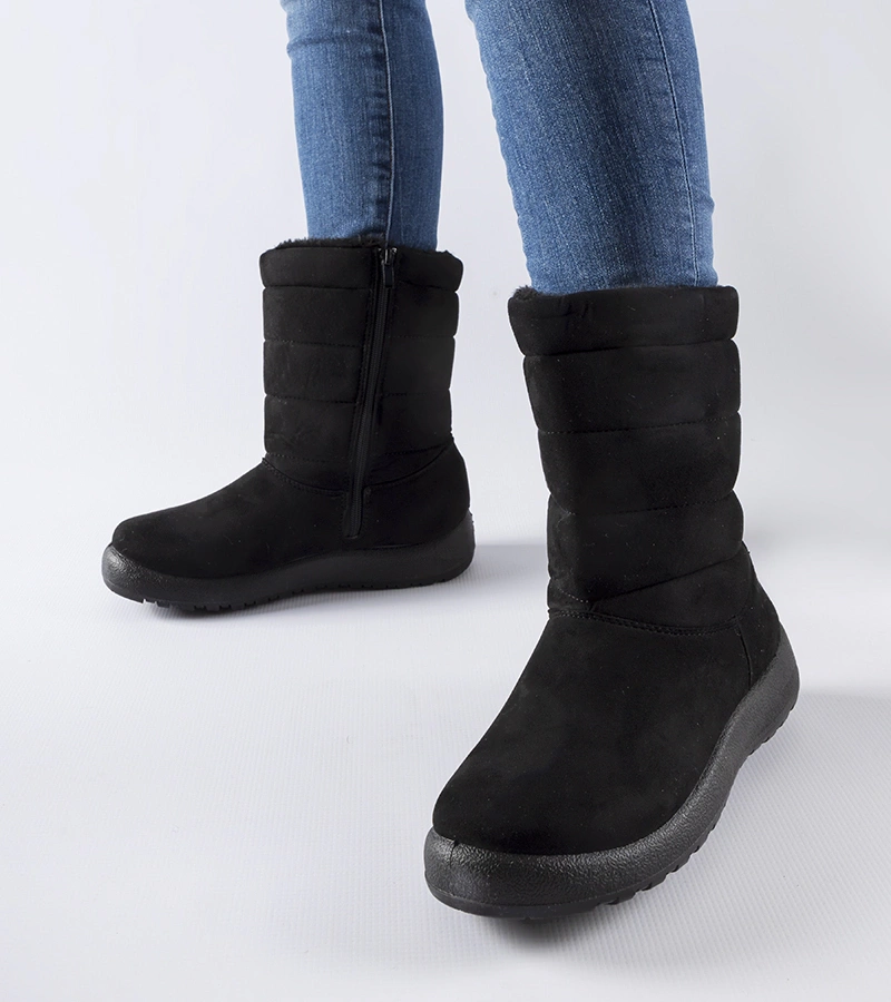 Čierne zateplené čižmy z ekokože Ground