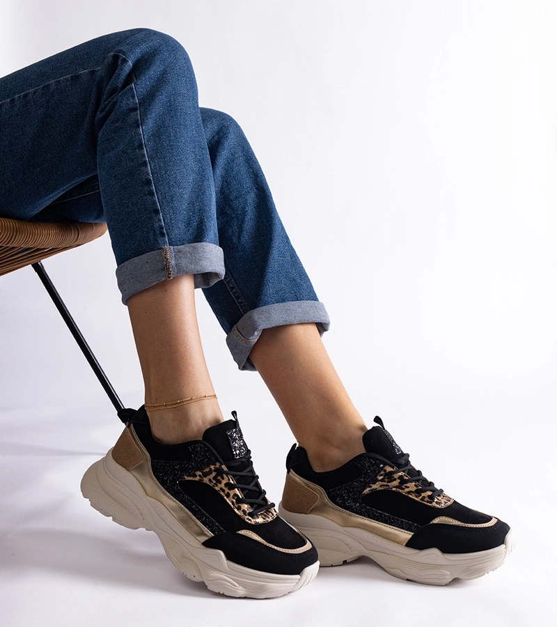 Čierne tenisky s trblietavými vložkami Clorinda