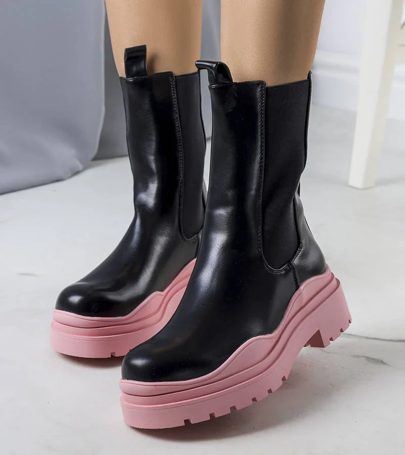 Čierna botki na ružovej podrážke Jadiel