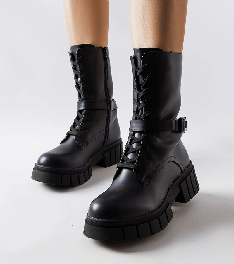 Čierne šnurovacie topánky-workers Rive