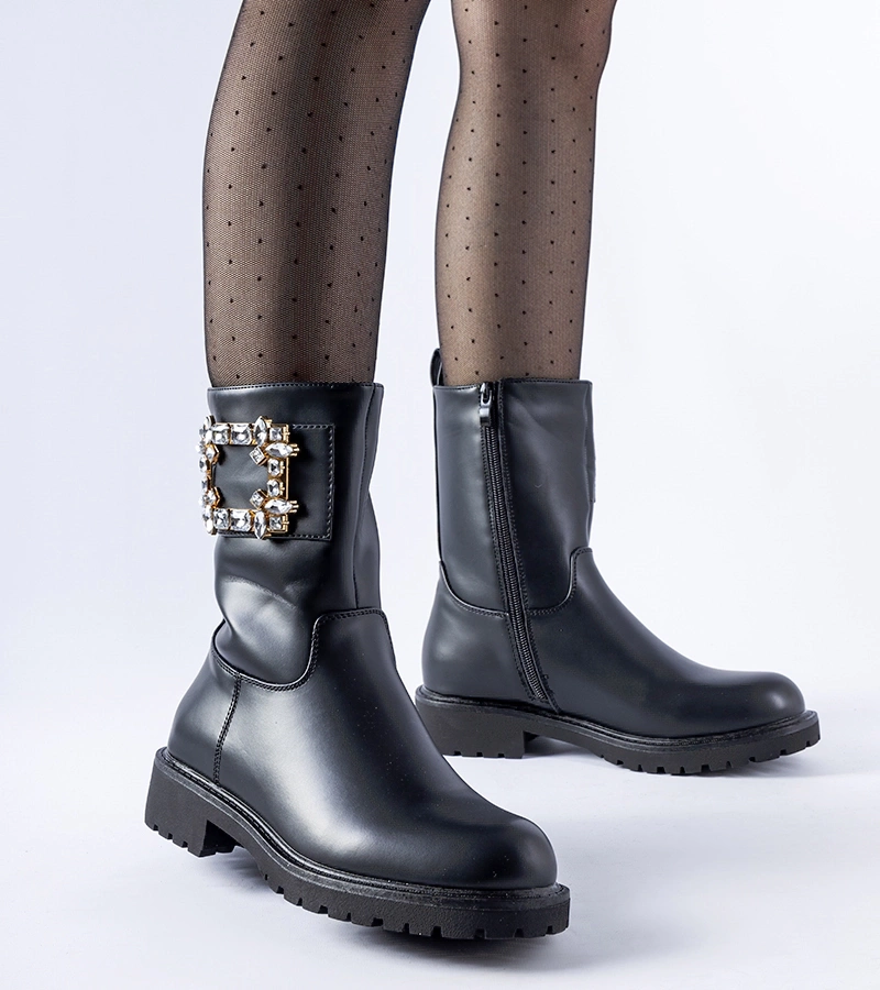 Čierne čižmy zdobené zirkónmi Wagner