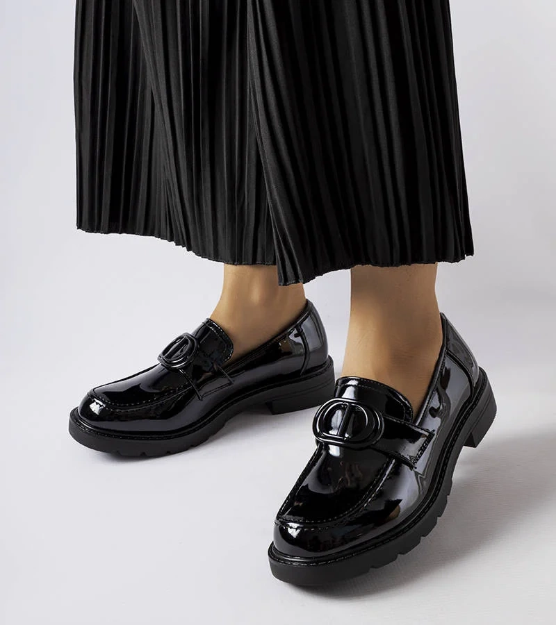 Čierne lakované mokasíny Scranton