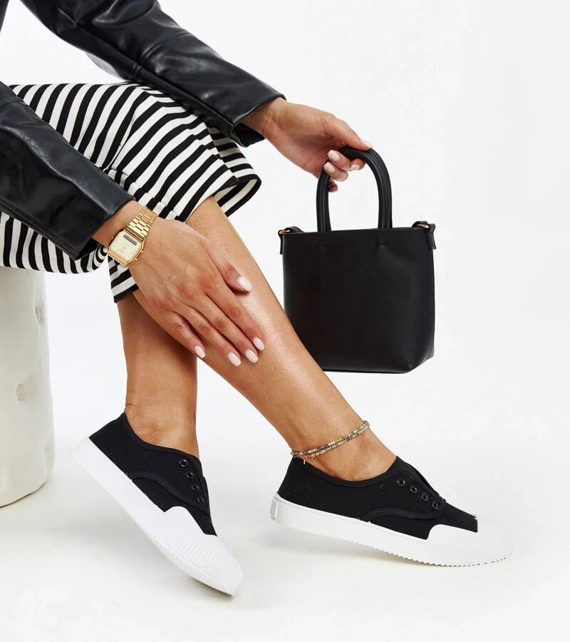 Čierne tenisky na zosuvanie Feyza