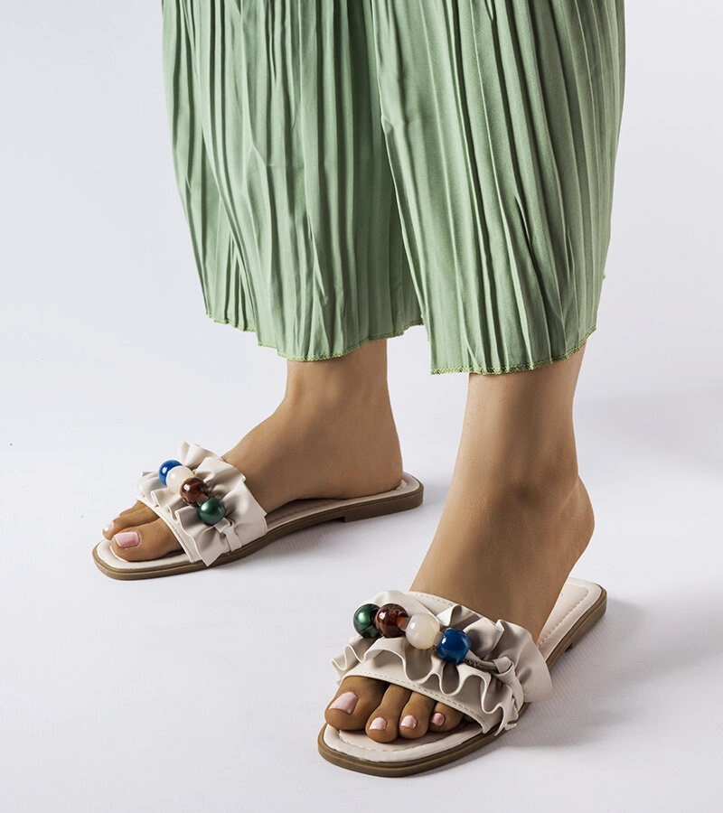 Béžové žabky so záhybom Fortier