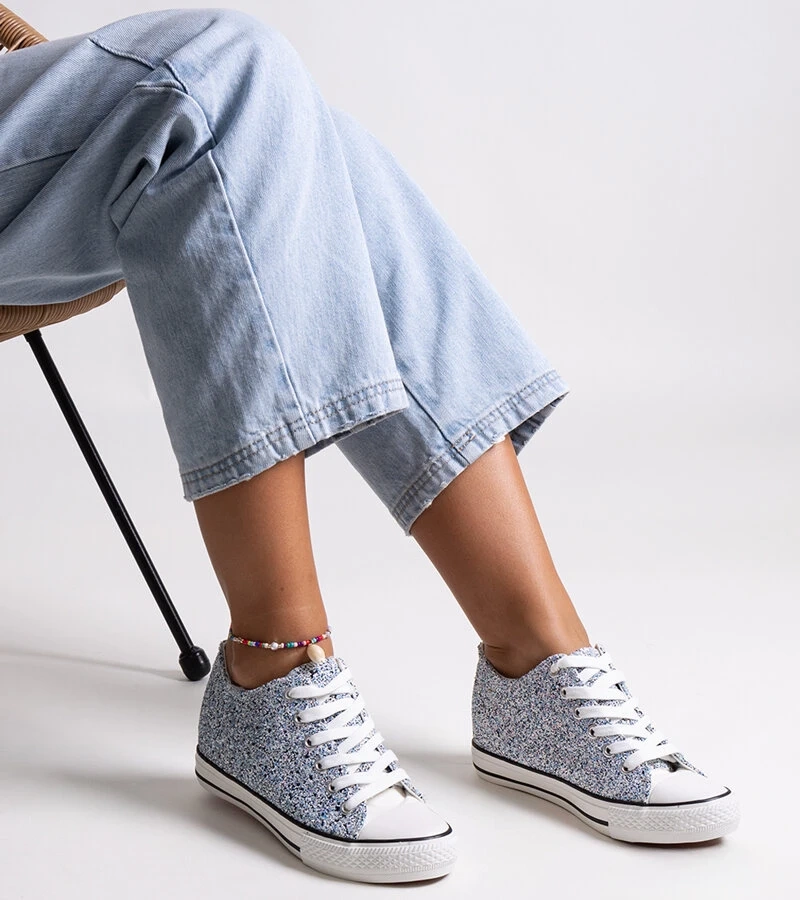 Modré trblietavé vysoké tenisky Jadwa