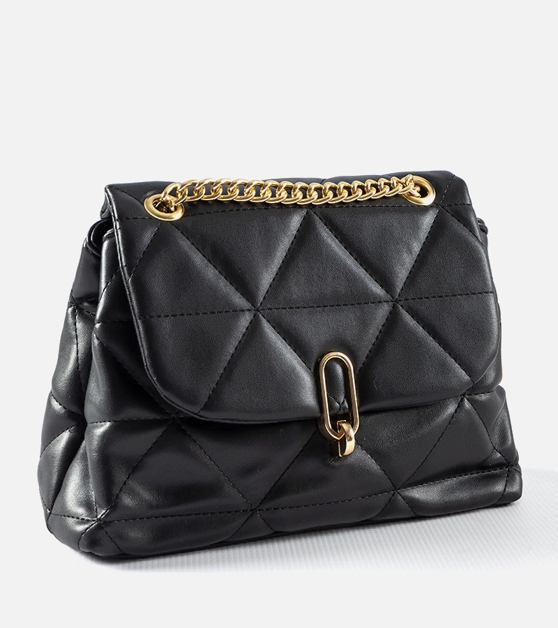 Čierna prešívaná ramenná taška Cella