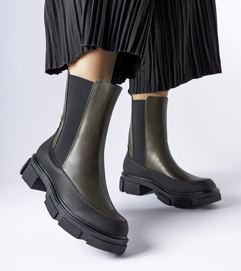 Zeleno-čierne čižmy Faisal slip-on