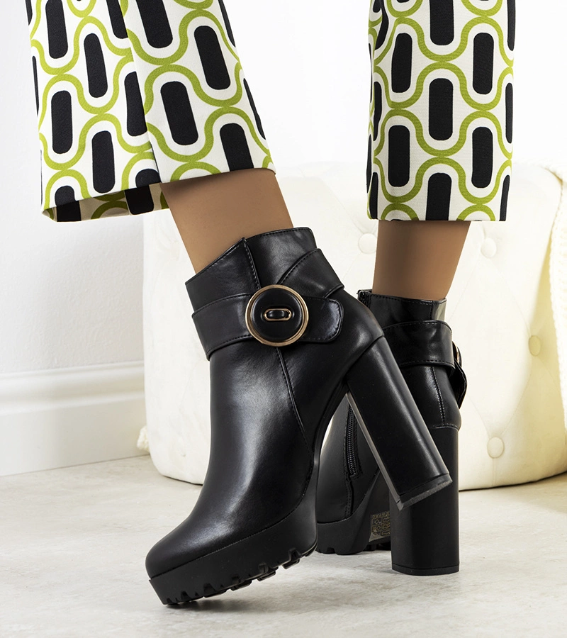 Čierny botki vysoký podpätok Aminat