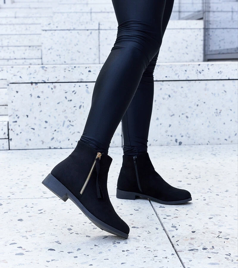 Čierne zateplené eko-semišové topánky Paien