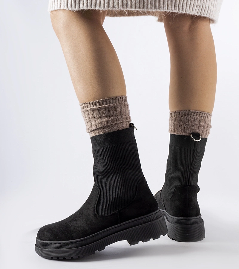 Čierne ponožkové robustné čižmy Hawkins