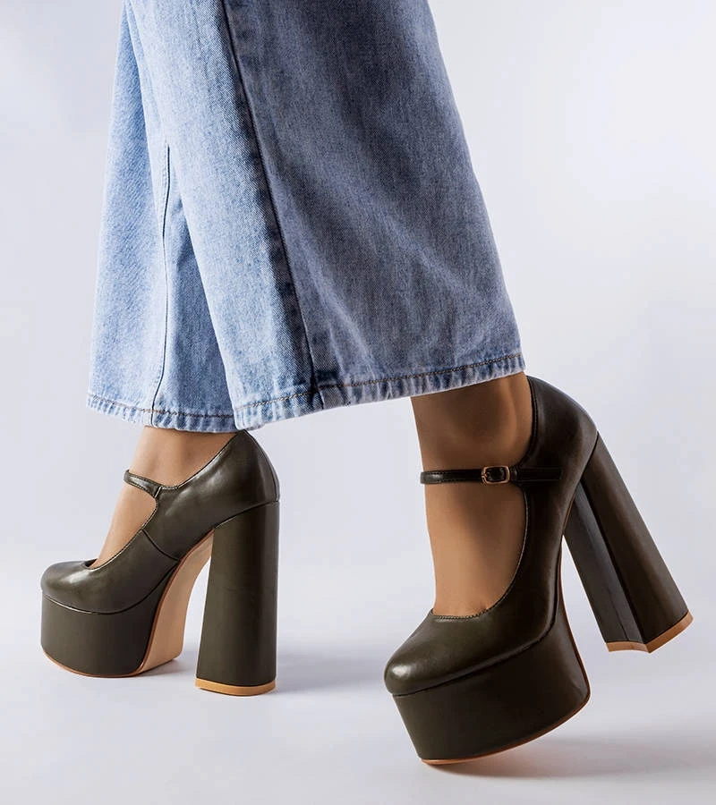 Zelené lodičky Colle na vysokom podpätku