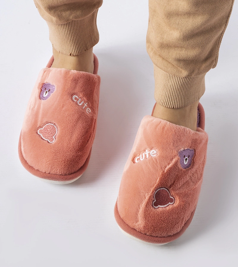 Ružové teplé papuče s medvedíkmi Cute