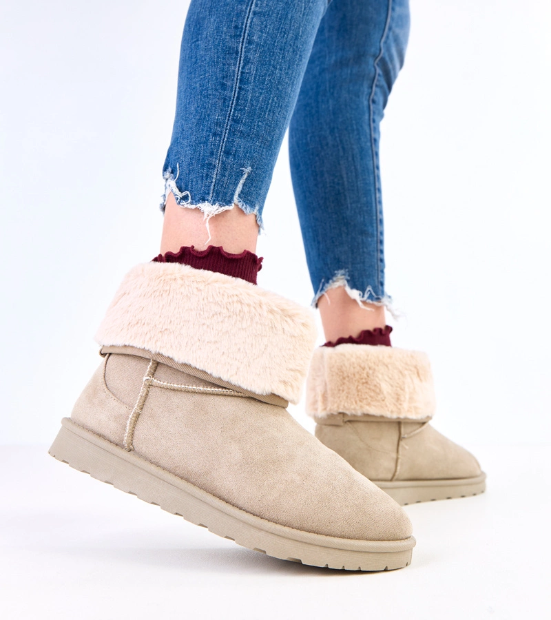 Zelené snehule s kožušinou na platforme Meggi