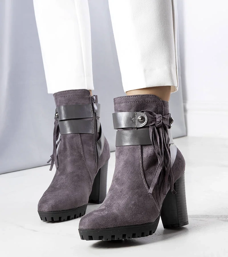 Šedé zateplené čižmy Rayan