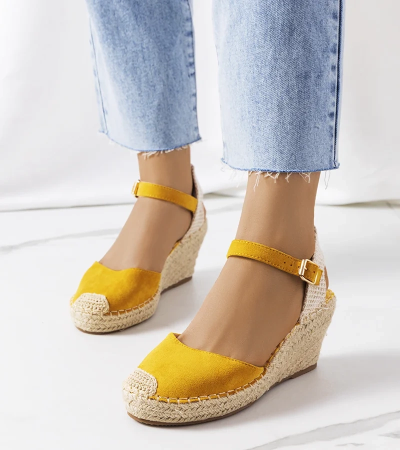 Žlté espadrilky Olieme s podpätkami