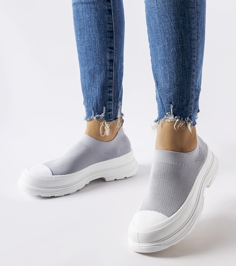 Sivé slip-on tenisky na platforme Baratili