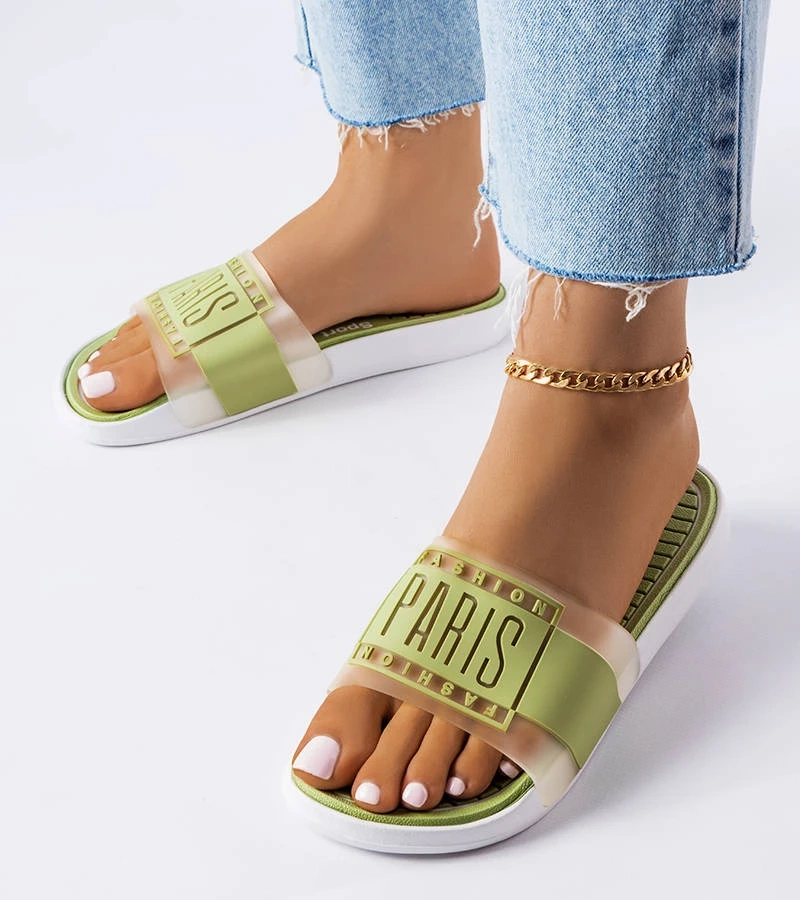 Zelené gumené žabky Paris