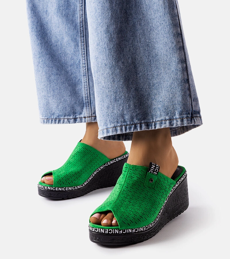 Zelone žabky na vysokom podpätku 23-10907 BEIGE