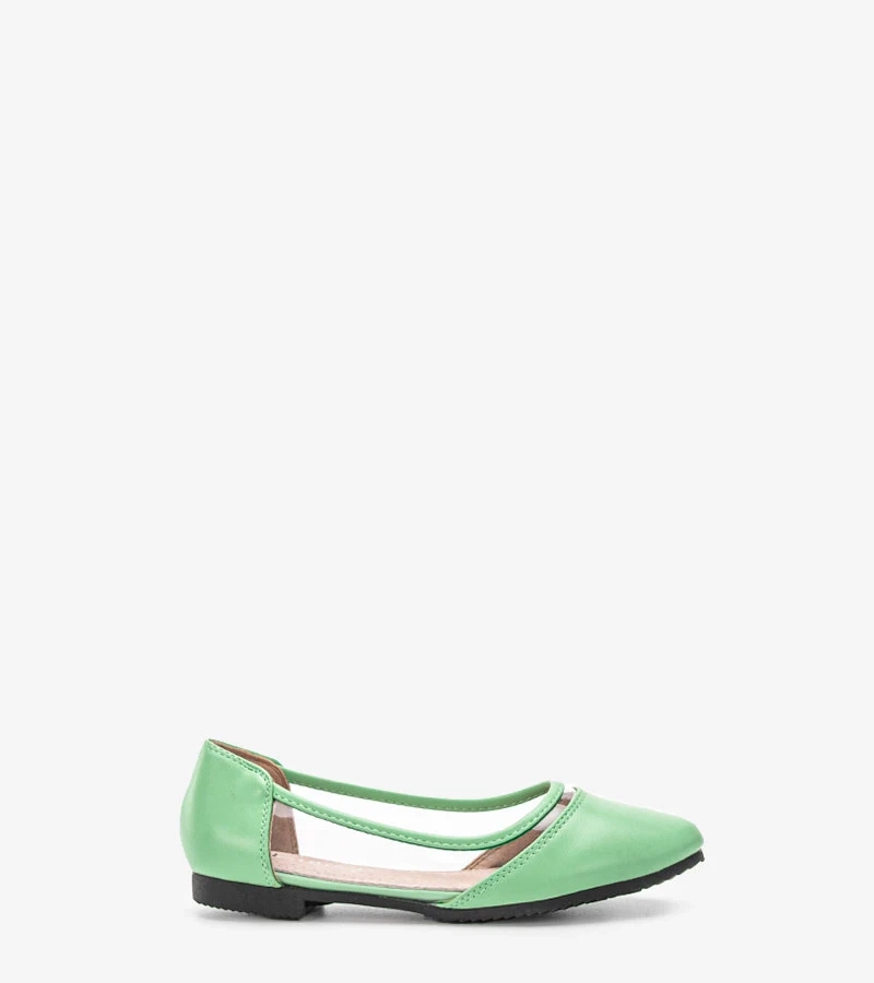 Zelené polopriehľadné balerínky Juva