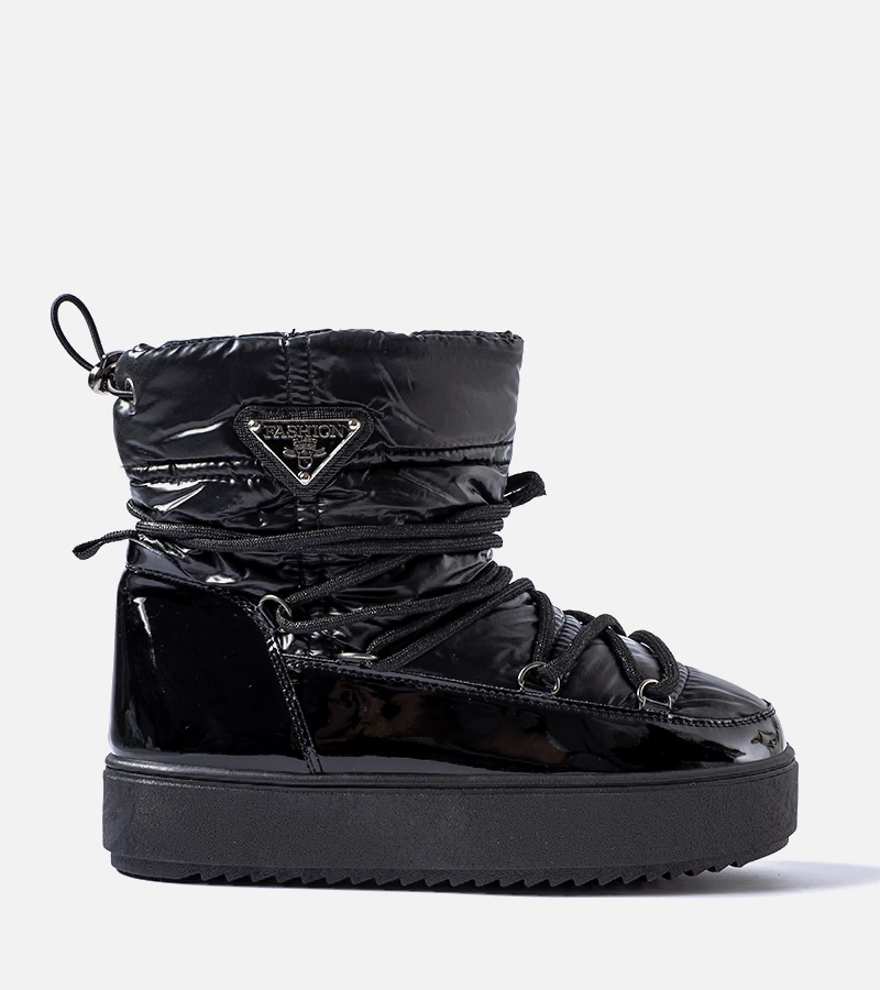 Čierne lakované snehule s elastickou gumou Calogero