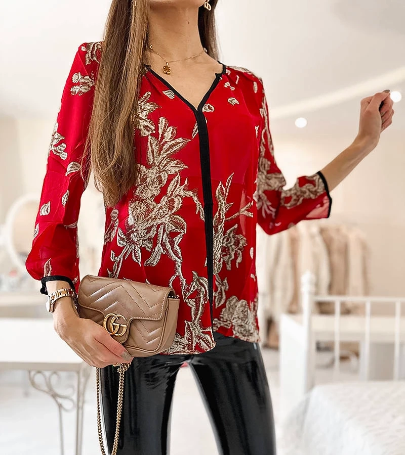 Červené vzorované tričko Salois