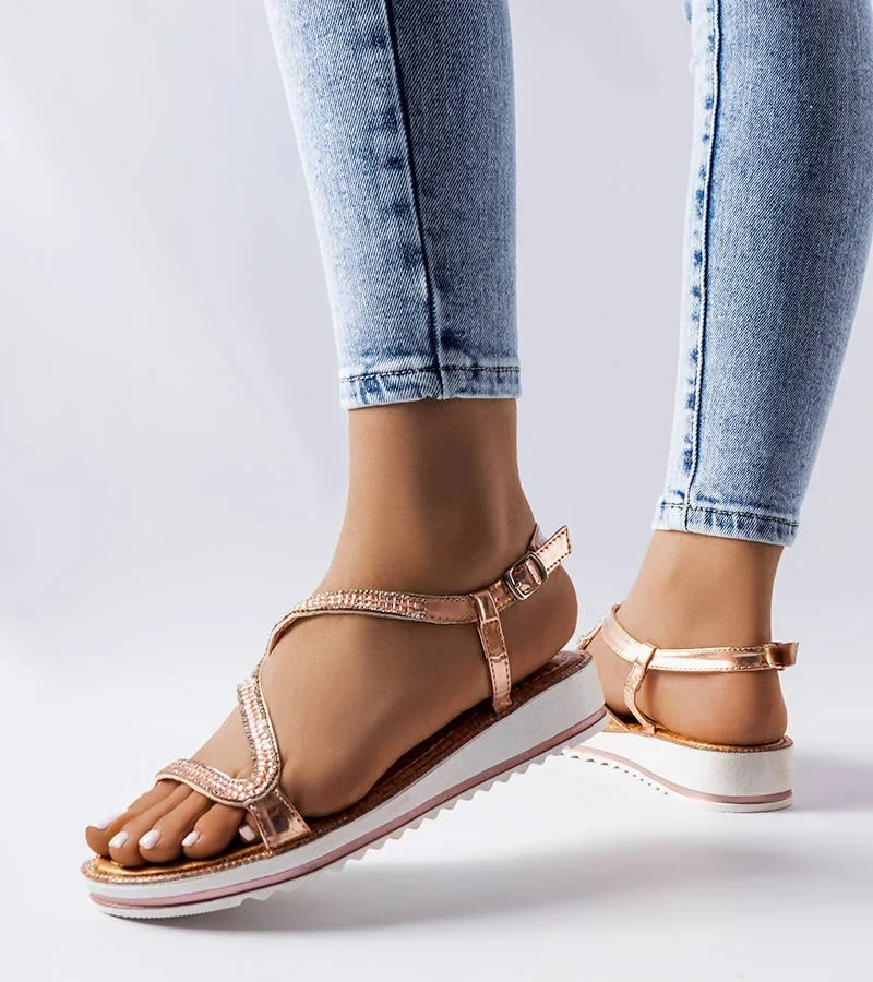 Ružové sandále Orville zdobené zirkónmi