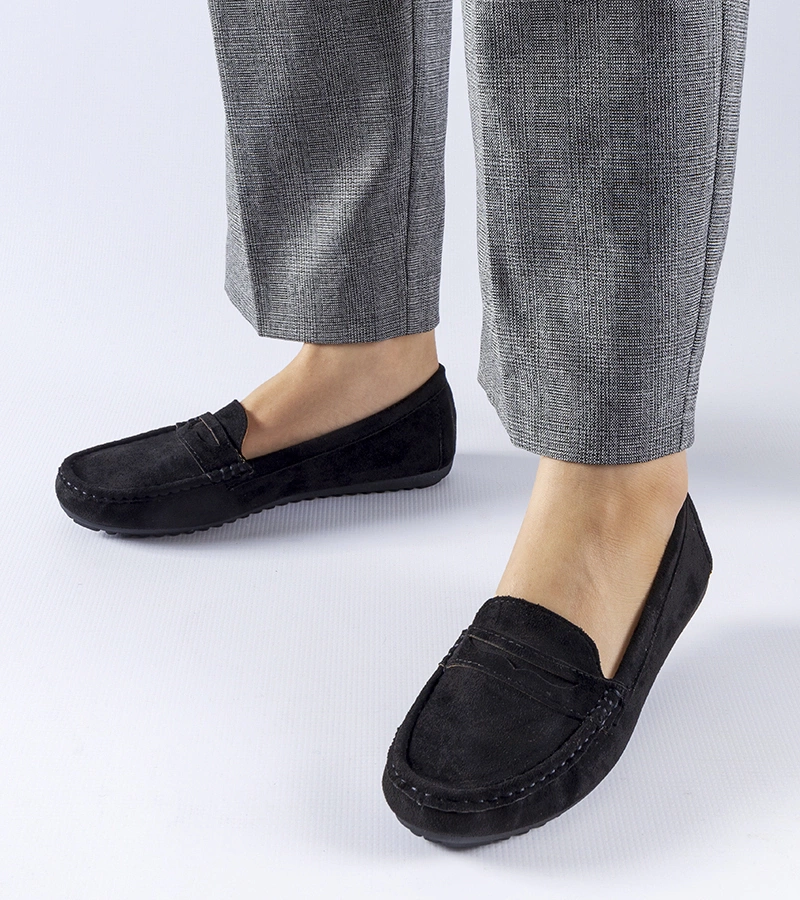 Čierne mokasíny z eko semišu Cellarengo