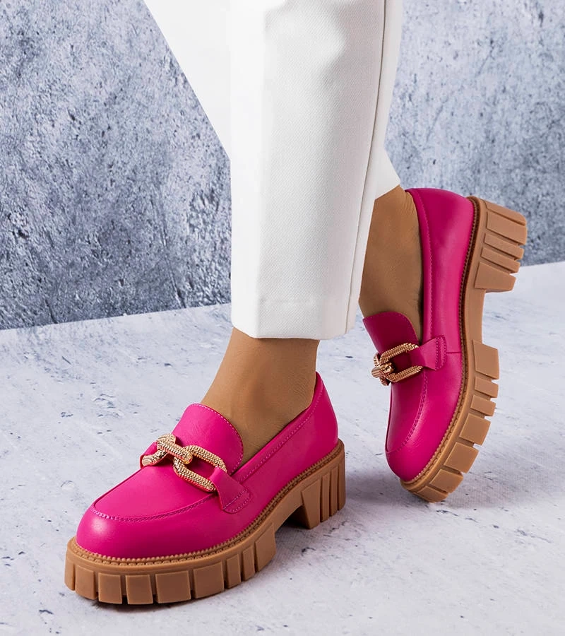 Ružové poltopánky so zlatým zdobením Adriney