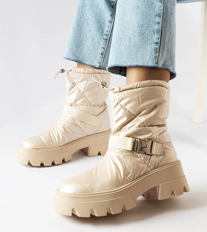 Béžové lakované snehové topánky Ambretta