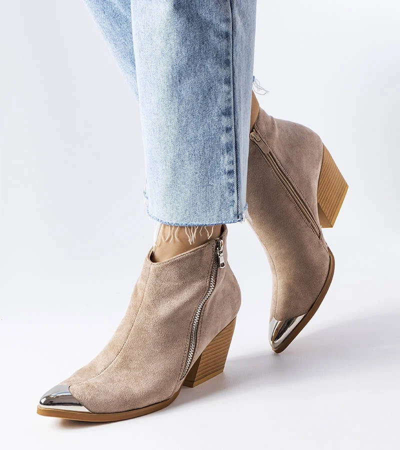 Béžové kovové kovbojské topánky Vergne