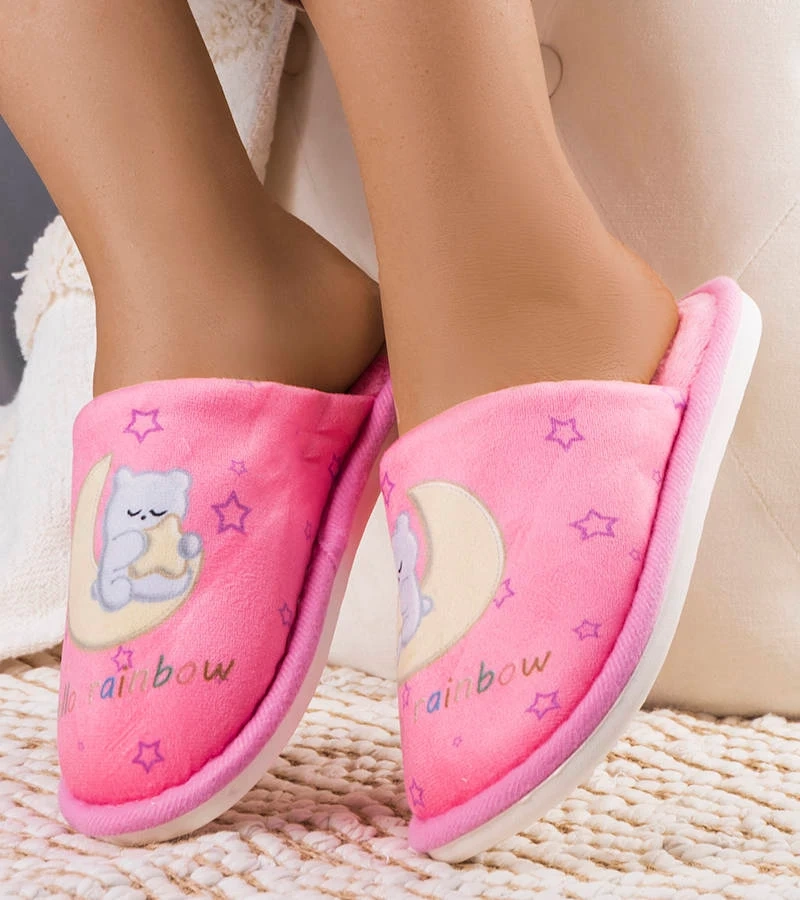 Ružové mäkké papuče Dúhový mesiac