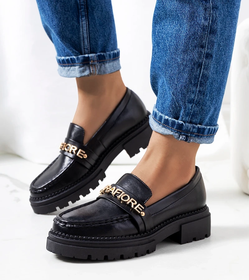 Čierne mokasíny s vysokou podrážkou Louelle