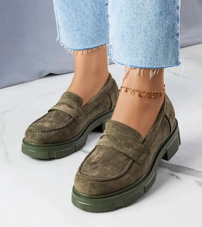 Zelené poltopánky Alacoque z eko-semišu