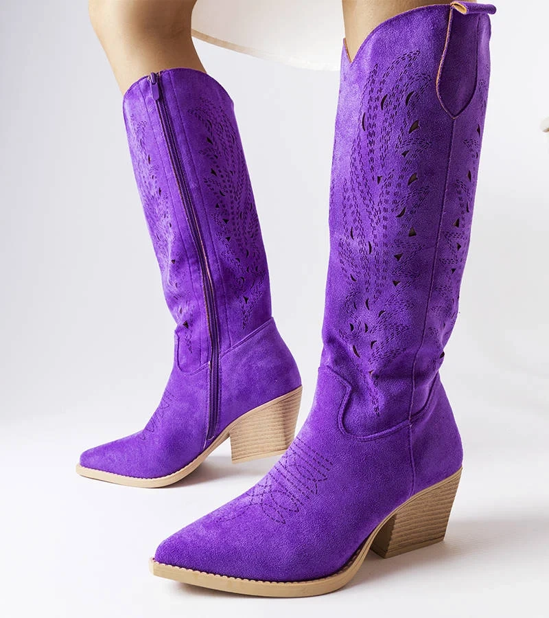 Fialové ažurové kovbojské topánky Huntsville