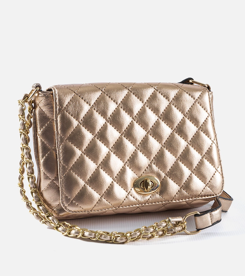 Zlatá prešívaná crossbody taška Quartilla