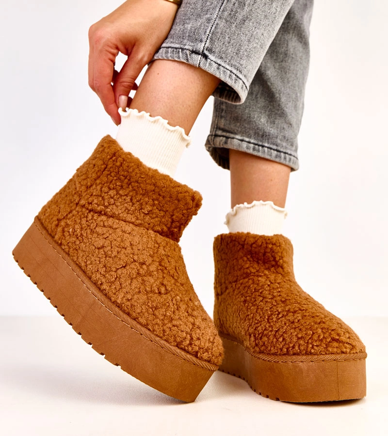 Hnedé snehule s barančou kožušinou Lasso