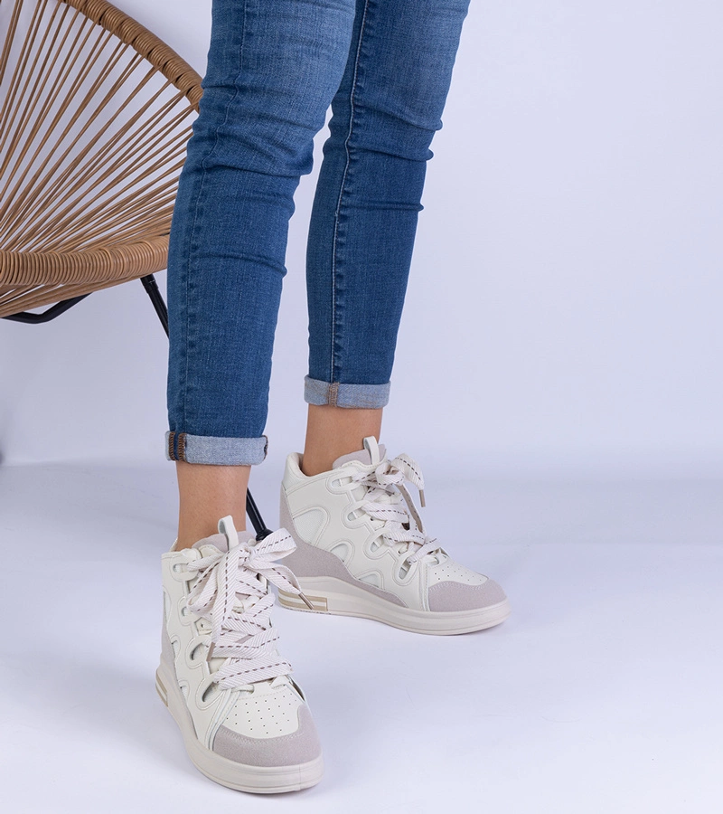 Dámske biele tenisky s hrubými šnúrkami Gralina