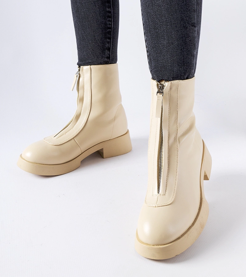 Beige zateplené čižmy s zipom Baldo