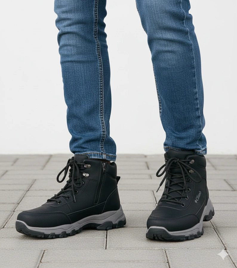 Čierne zateplené pánske trapery na vyvýšenej podrážke Pedro