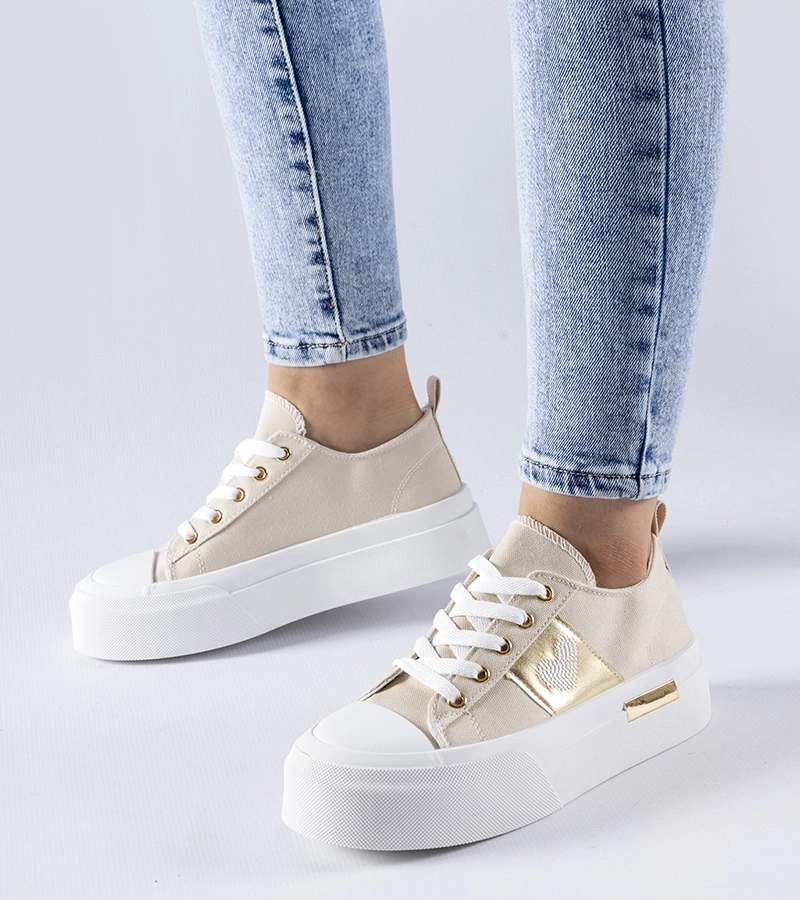 Bežovo-zlaté tenisky na platforme Lawton