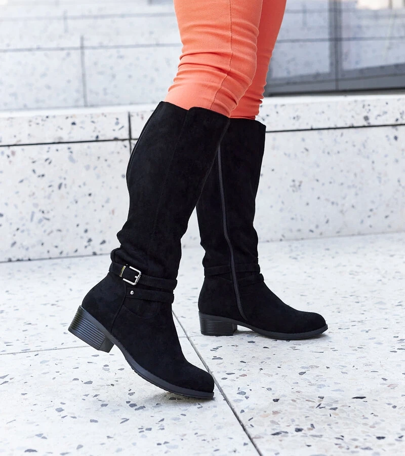 Čierne zateplené čižmy z eko-semišu Aldisio