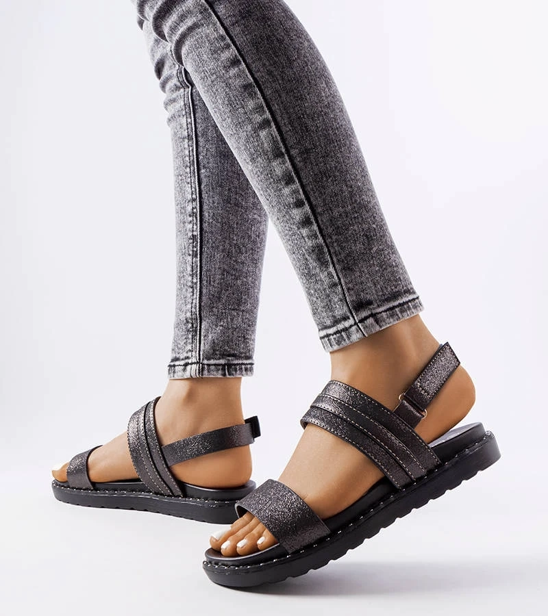 Čierne trblietavé sandále Felicienne