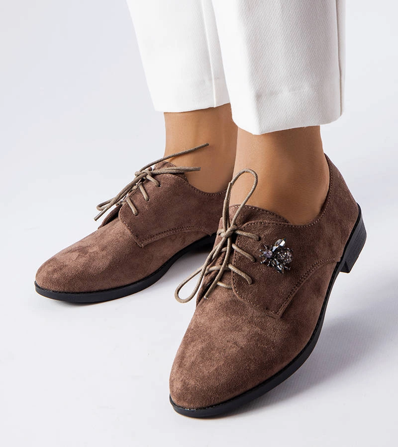 Hnedé poltopánky so zirkónovou aplikáciou Carignan