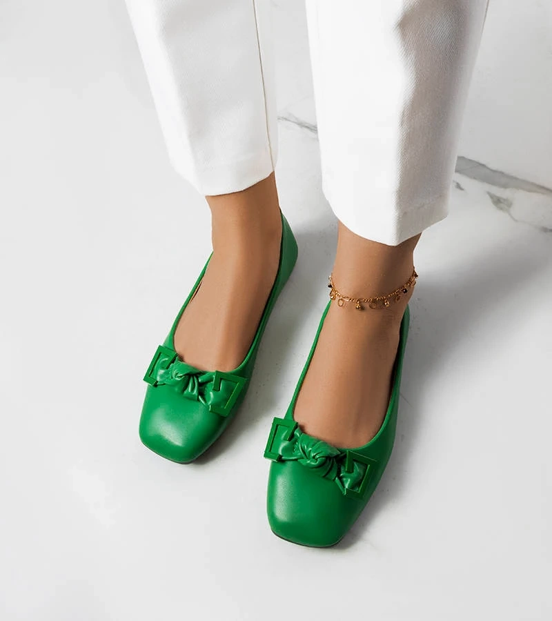 Zelené balerínky s mašľou Tabitha