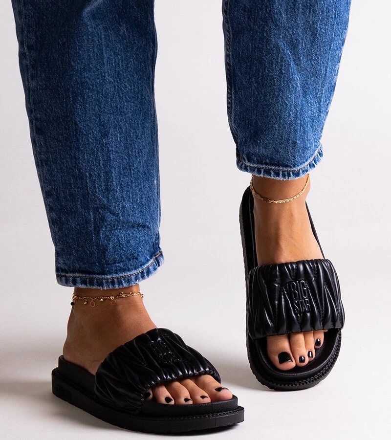 Čierne šľapky s maškrtením Big Star NN274A745