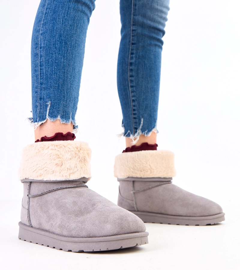 Sivé snehule s kožušinou na platforme Meggi