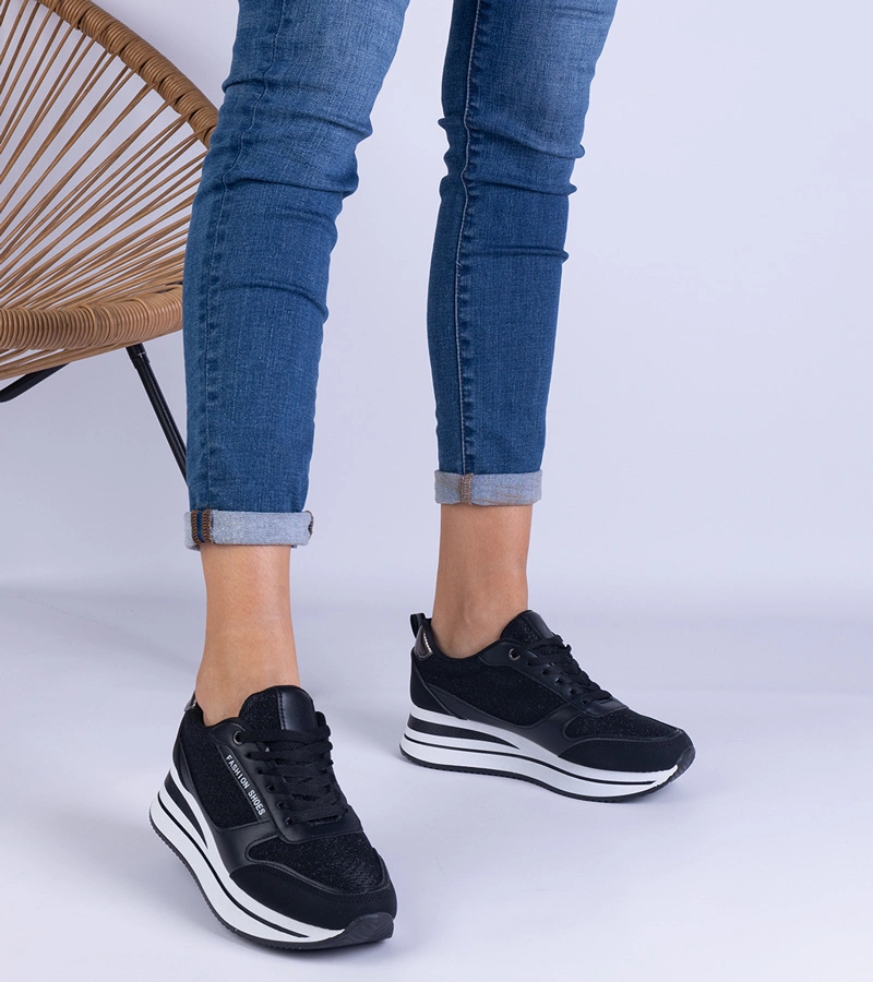 Čierne dámske tenisky na platforme Elenora