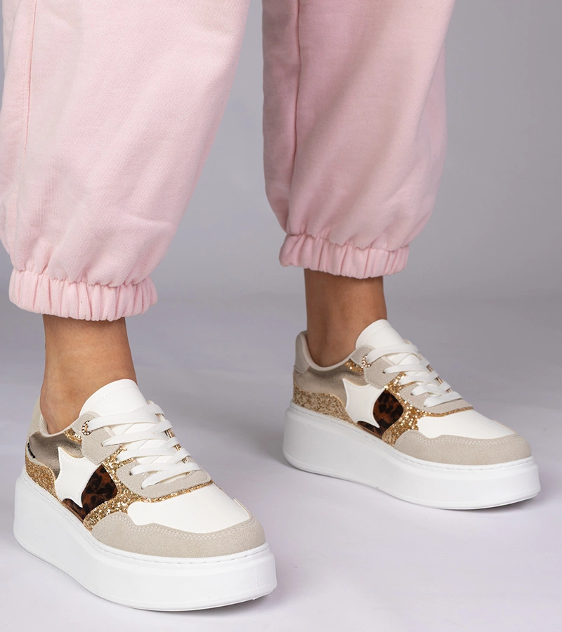 Panterkové tenisky s brokátom a zvieracou potlačou Bertula