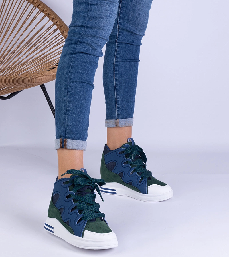 Granátovo-zelené dámske tenisky s hrubými šnúrkami Gralina